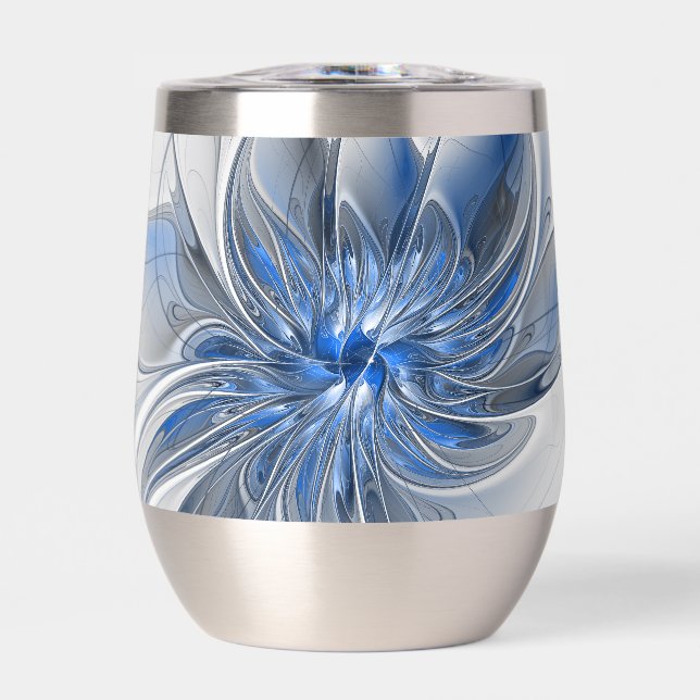 Aquarelle gris bleu Abstrait Fractal Art Flower (Avant)