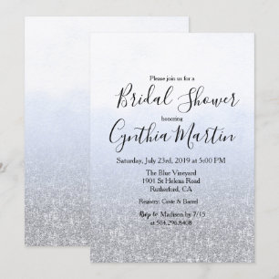 Aquarelle gris bleu Invitation de la douche nuptia