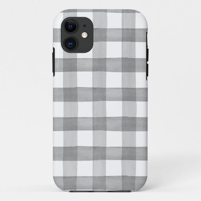 Aquarelle gris Buffalo Plaid Iphone 11 Coque dur (Dos)