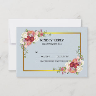 Aquarelle Gris Duché Or Blush Peach Floral RSVP