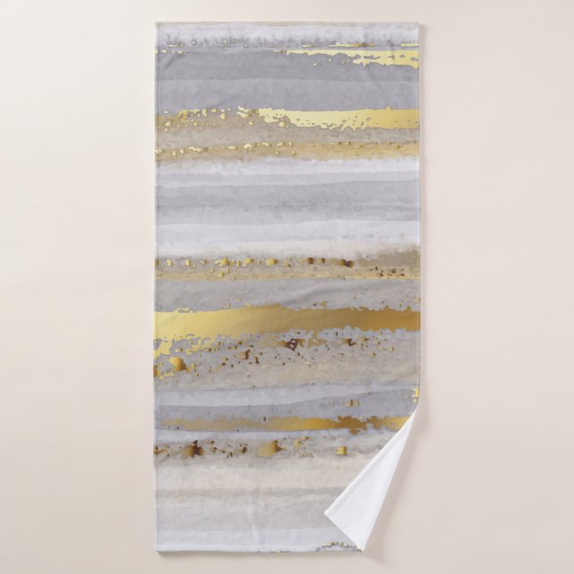 Aquarelle gris et texture or de luxe (Serviette de bain)