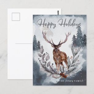 Aquarelle gris hiver Noël Carte postale