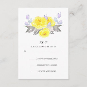 Aquarelle gris jaune violet Rose Vertical RSVP