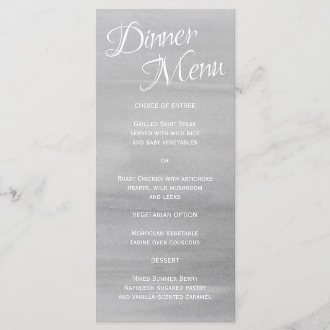 Aquarelle gris Menu Réception Mariage (Devant)