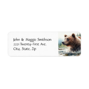 Aquarelle Grizzli Ours Faune Nature Art