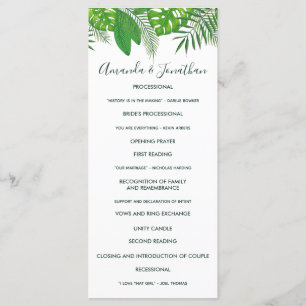 Aquarelle Hawaiian Aloha Luau Programme de mariage