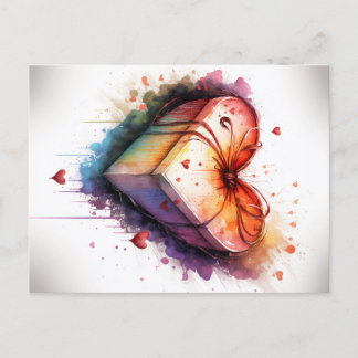 Aquarelle Heart postcard