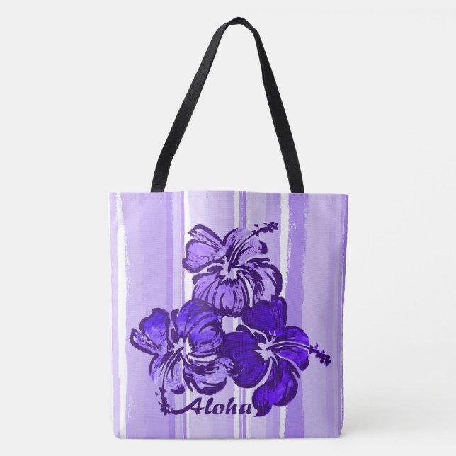 Aquarelle Hibiscus Hawaii Sac de plage réversible (Devant)