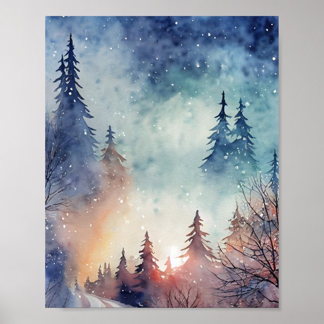 Aquarelle Hiver Art Poster murale (Devant)
