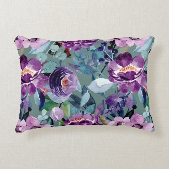 Aquarelle hiver Coussin floral (Devant)