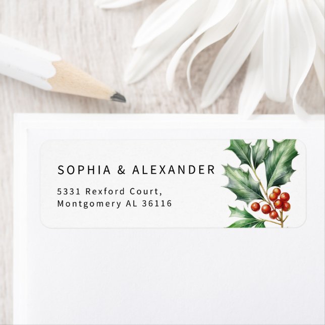 Aquarelle hiver holly (En situation)