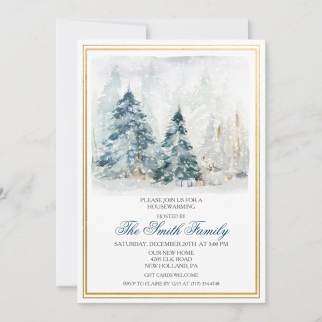 Aquarelle Hiver Invitation au réchauffement des ma (Devant)