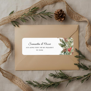 Aquarelle Hiver Pine verte Arbre et Pine Cône