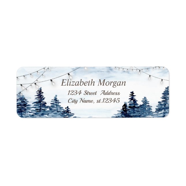 Aquarelle hiver Wonderland, Forêt, Lumières à cord (Devant)