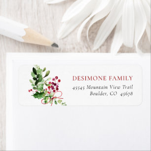 Aquarelle Holly Berry Adresse de retour
