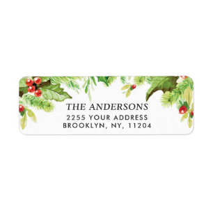 Aquarelle Holly Berry Adresse de retour