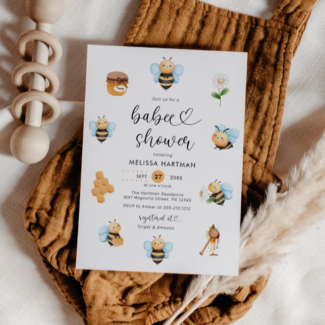 Aquarelle Honey Bee Baby shower Invitation (Créateur téléchargé)