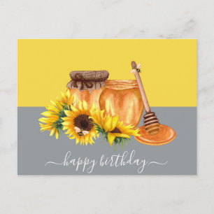 Aquarelle Honey Still Life Carte postale Anniversa