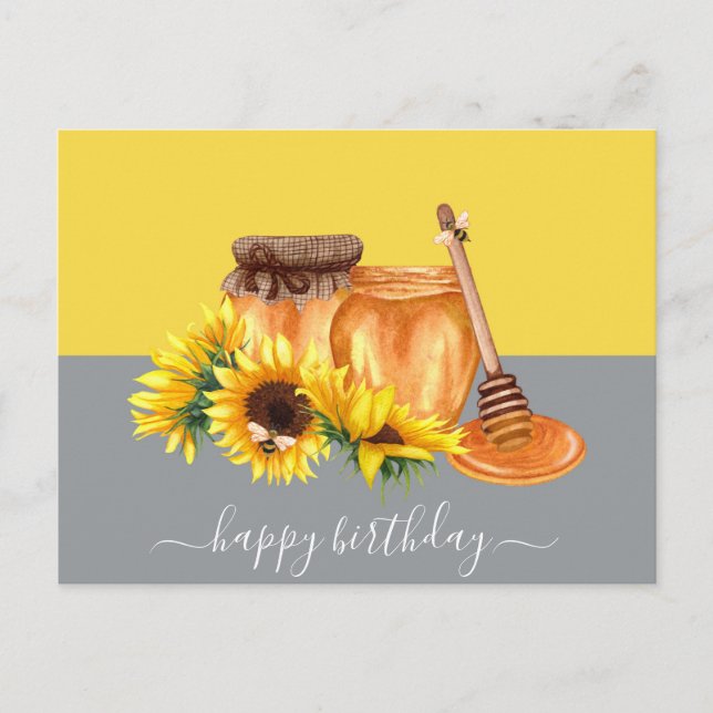 Aquarelle Honey Still Life Carte postale Anniversa (Devant)