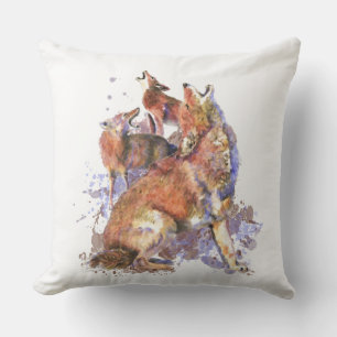 Aquarelle Howling Coyote Animal Art Jeter Oreiller