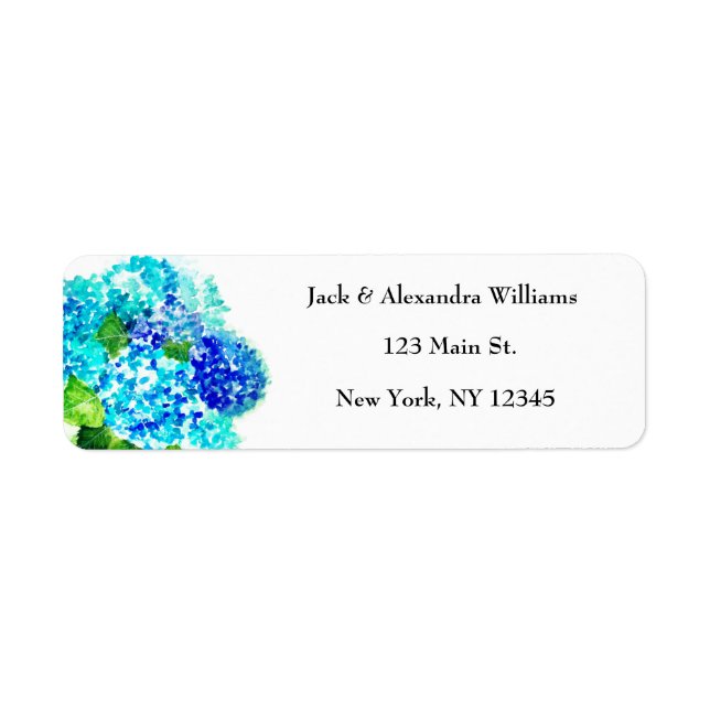 Aquarelle Hydrangea Blue Floral adresse de retour (Devant)