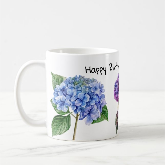 Aquarelle hydrangea fleurs café tasses (Gauche)