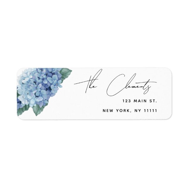 Aquarelle Hydrangea Modern Return Adresse Label (Devant)