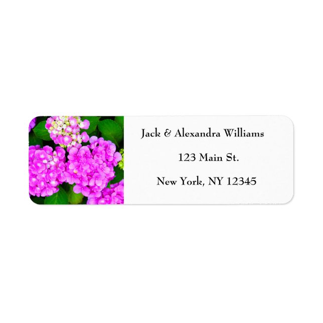 Aquarelle Hydrangea rose Floral adresse de retour (Devant)