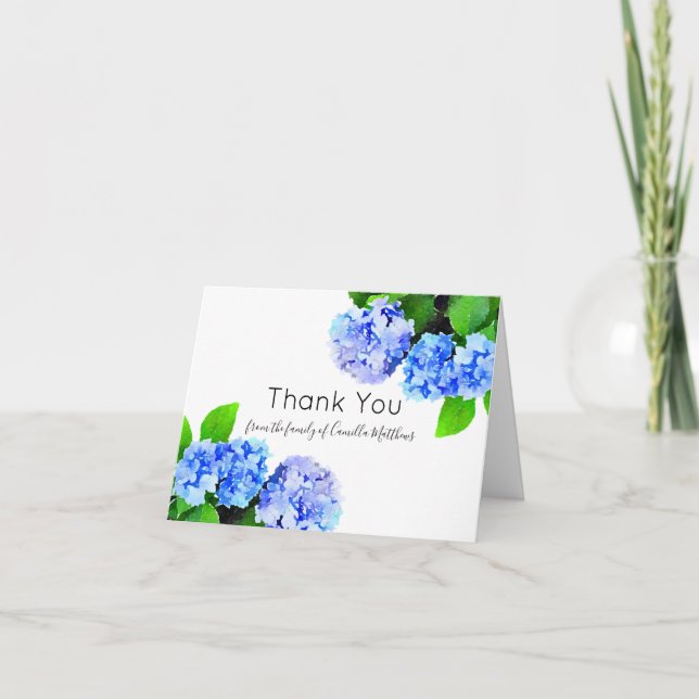 Aquarelle Hydrangée Floral Bereavement Merci (Devant)