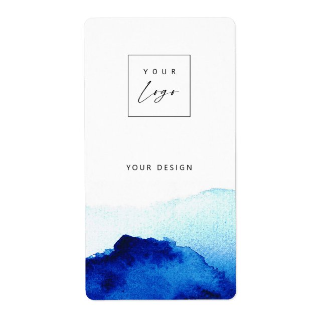 Aquarelle Indigo Blue Custom Logo & Text Product (Devant)