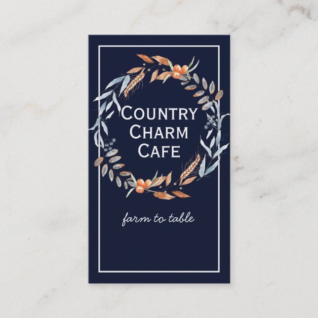 Aquarelle Indigo Blue Wreath Carte de visite (Devant)