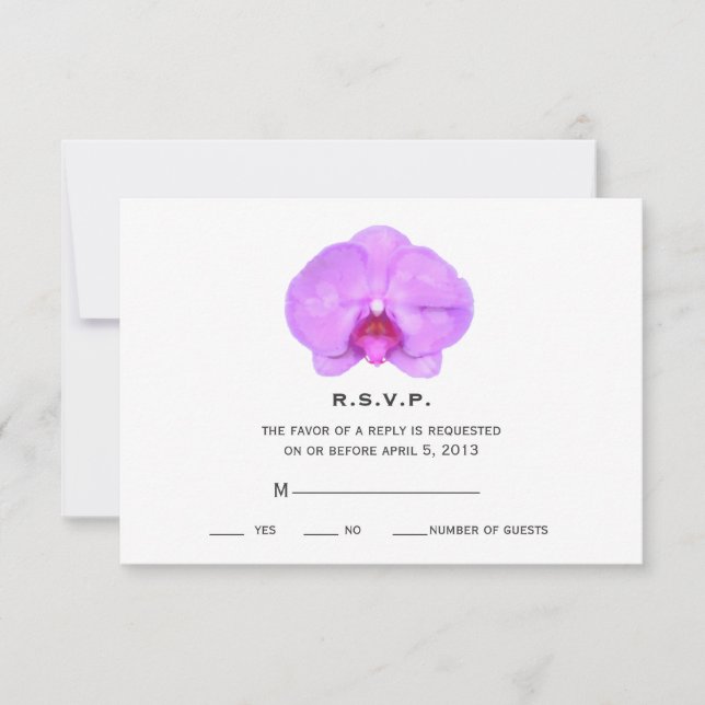 Aquarelle inspirée mariage orchidée RSVP (Devant)