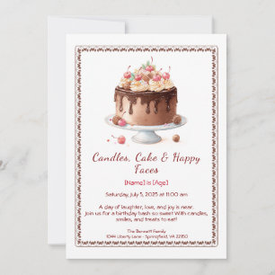 Aquarelle Invitation au gâteau d'anniversaire - ch