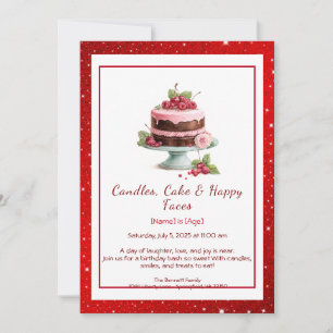 Aquarelle Invitation au gâteau d'anniversaire - ch