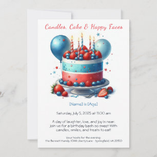 Aquarelle Invitation au gâteau d'anniversaire - Sw