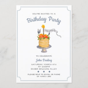 Aquarelle Invitation de gâteau d'anniversaire
