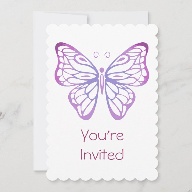 Aquarelle Invitation papillon pour fête d'annivers (Devant)