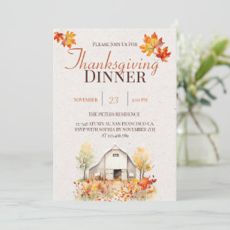 Aquarelle Invitation Rustique d'Automne pour Thank