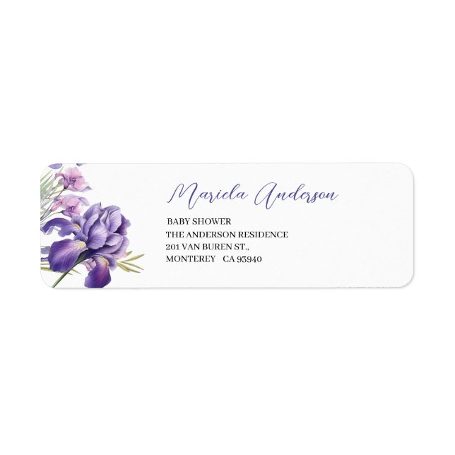 Aquarelle Iris Fleur douche nuptiale (Devant)