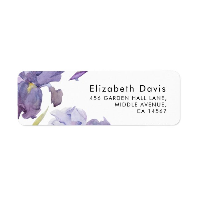 Aquarelle Iris Floral Spring Garden Adresse (Devant)