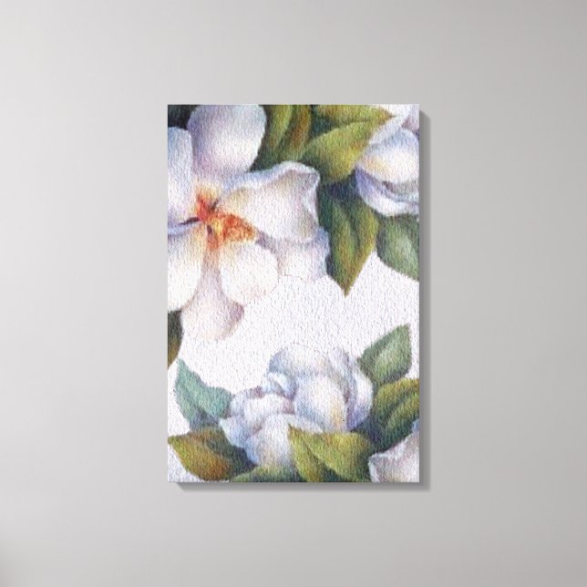 Aquarelle Ivoire Magnolias toile étirée (Recto)