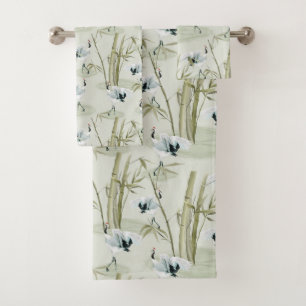 Aquarelle japonaise Asiatique Art Bambou Motif d'o