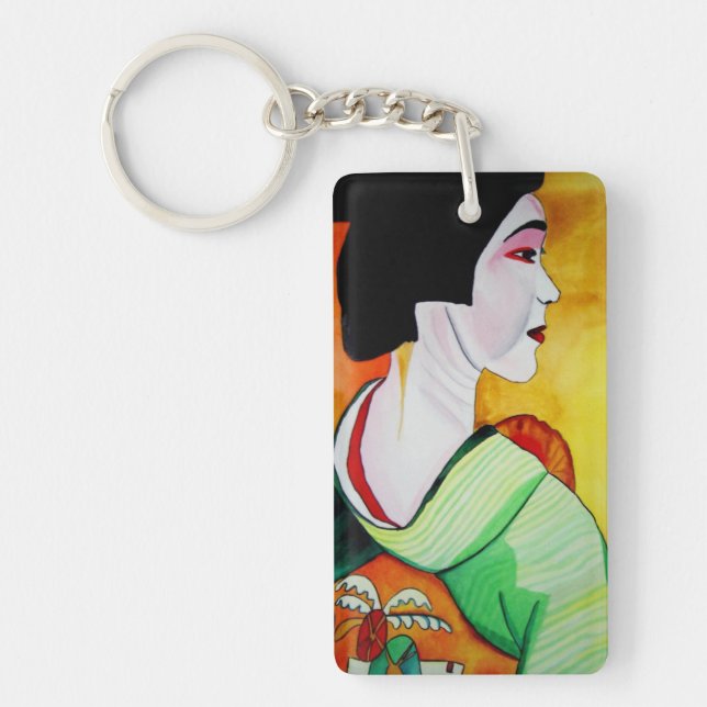 aquarelle japonaise Geisha peinture d'art original (Devant)