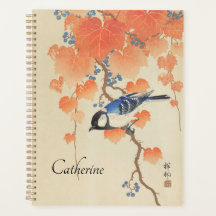 Aquarelle japonaise Vintage impression avec oiseau