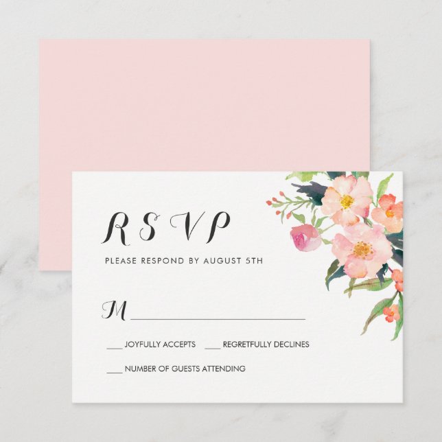 Aquarelle Jardin botanique Floral Réponse RSVP (Devant / Derrière)