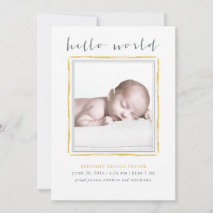 Aquarelle jaune Cadre Faire-part de naissance bébé