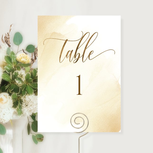 Aquarelle Jaune Doré, Numéro de Table Moderne (Créateur téléchargé)