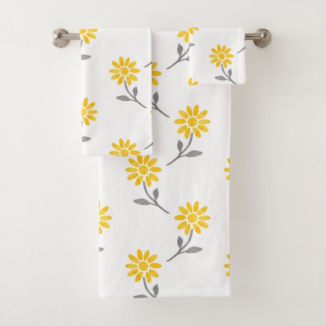 Aquarelle jaune et gris Motif marguerite (En situation)