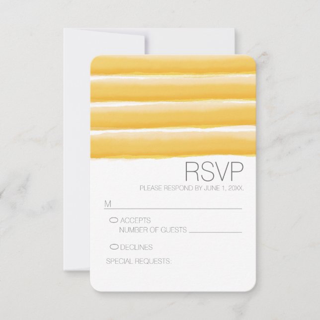 Aquarelle jaune et gris rayures Mariage RSVP (Devant)