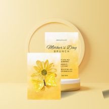 Aquarelle Jaune Fête des Mères Brunch Invitation